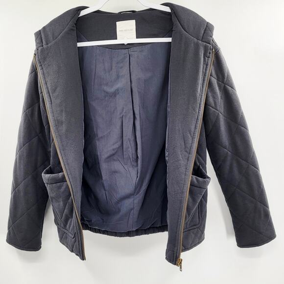 Avec Les Filles Charcoal Gray Diamond Quilted Hooded Full Zip Jacket Women's XXS - Picture 3 of 8